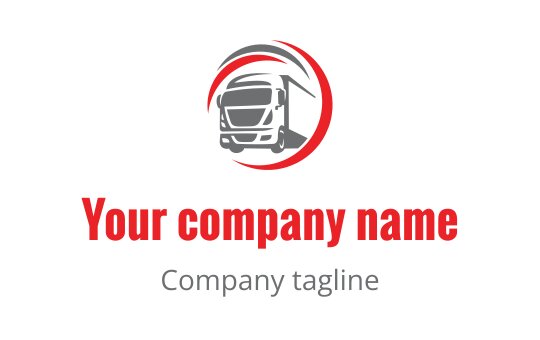 Bold truck logo design with a circular red accent