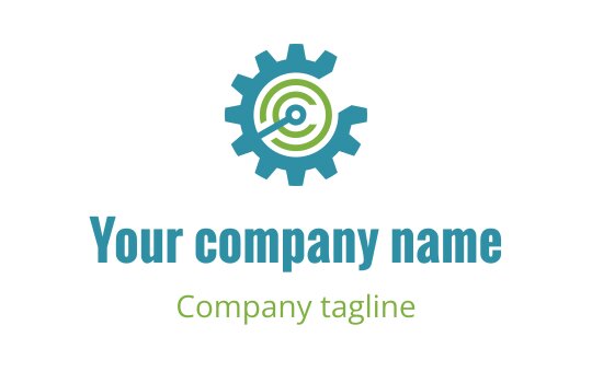 Modern gear logo design with a circular pattern and blue accents