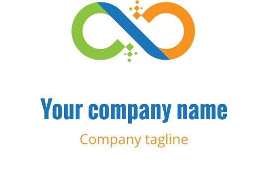 Vibrant infinity logo design featuring orange, lime, and teal colors