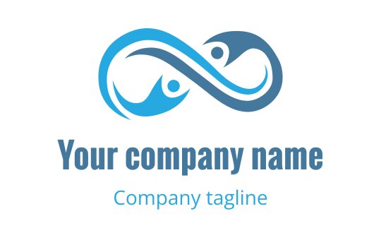 Modern infinity logo design featuring blue and teal abstract figures