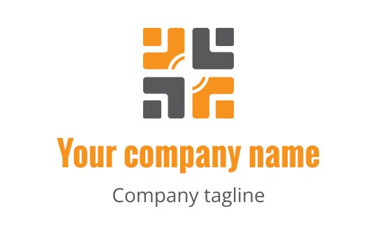 Modern geometric logo design with orange and gray elements