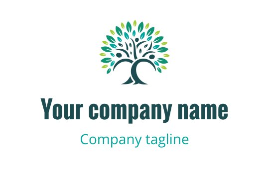 Modern tree logo design with vibrant green leaves and a sturdy trunk
