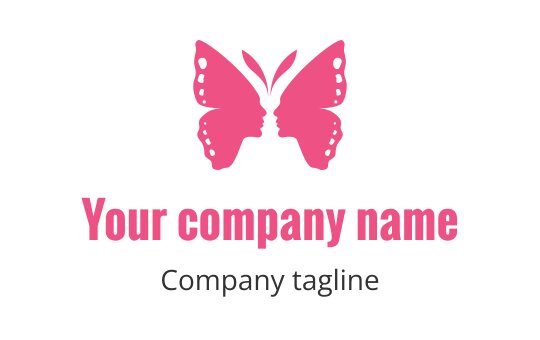 Elegant pink butterfly logo design with symmetrical profiles