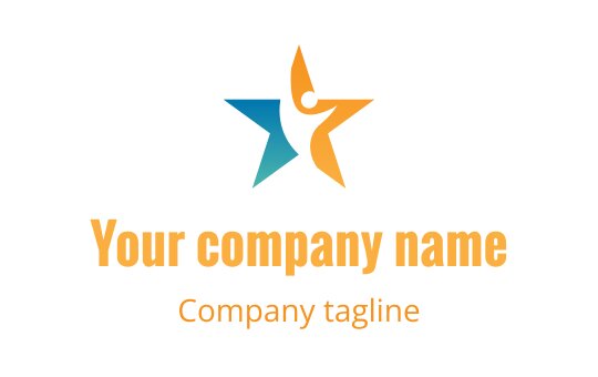 Colorful star logo design featuring a dynamic figure in the center