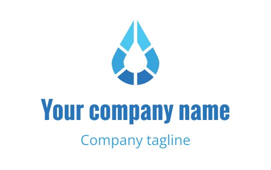 Modern blue water droplet logo design with geometric shapes