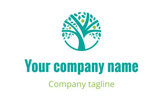 Modern tree logo design with rounded leaves in teal and green