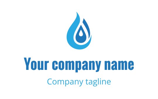 Modern blue water droplet logo design with a sleek, curved shape