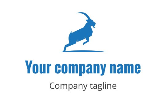 Dynamic blue goat logo design with a leaping silhouette
