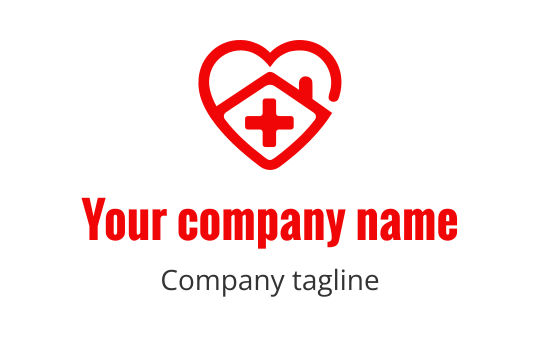 Heart-shaped logo design featuring a medical cross in red