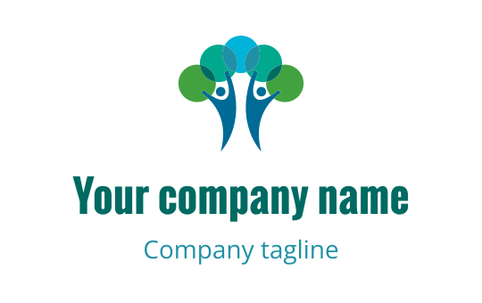 Modern logo design featuring abstract trees in blue and green hues