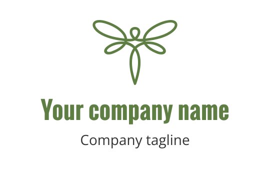 Elegant green dragonfly logo design with delicate wings
