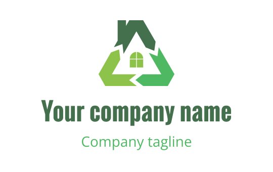 Modern green logo design featuring a house and recycling arrows