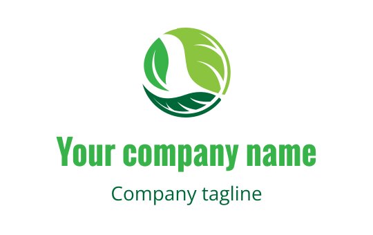 Modern green logo design featuring a stylized leaf within a circle