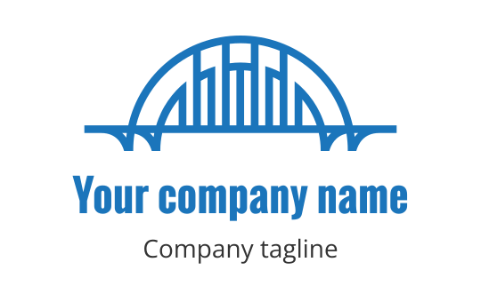 Modern blue bridge logo design with vertical lines and arches