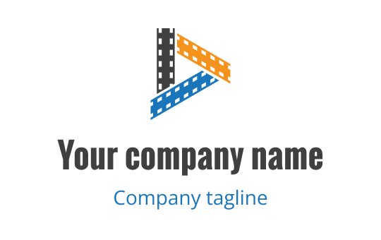 Modern logo design featuring a triangular shape with orange, blue, and gray elements