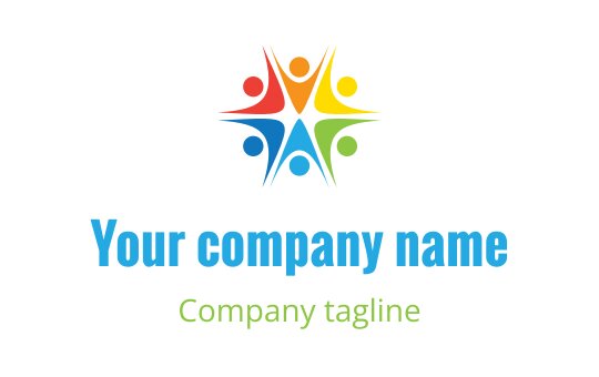 Colorful logo design featuring interconnected human figures in a star shape