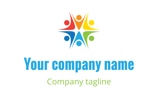 Colorful logo design featuring interconnected human figures in a star shape