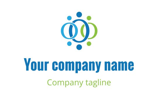 Modern interconnected circles logo design in blue and green tones