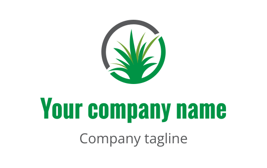Modern green plant logo design with circular gray outline