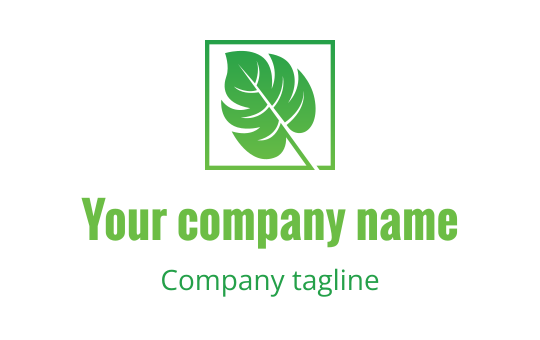 Modern green leaf logo design with a square outline
