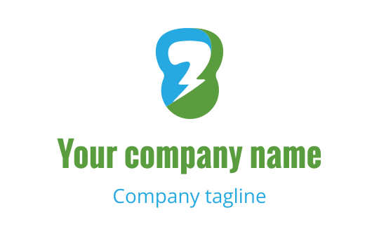 Modern logo design featuring a blue and green abstract shape with a lightning bolt