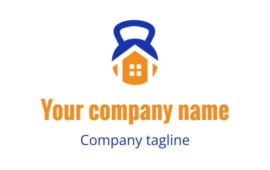 Modern logo design featuring a house with a blue roof and orange accents