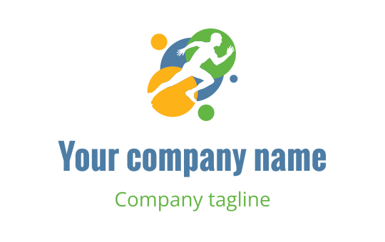 Dynamic logo design featuring a runner with colorful abstract shapes
