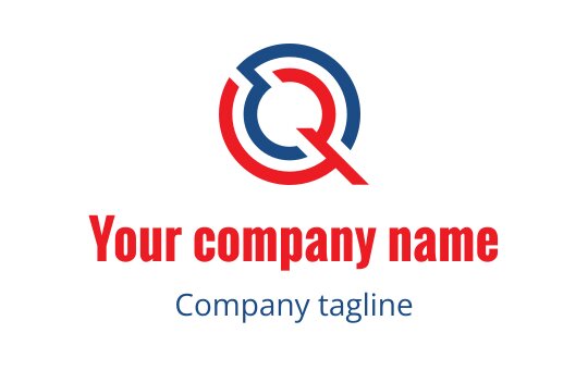 Modern circular logo design featuring red and blue elements with a stylized Q