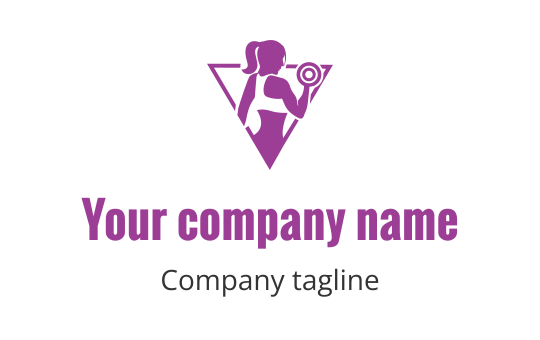 Bold logo design featuring a stylized figure lifting a weight in pink