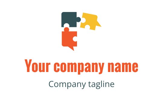 Colorful puzzle piece logo design with bold typography