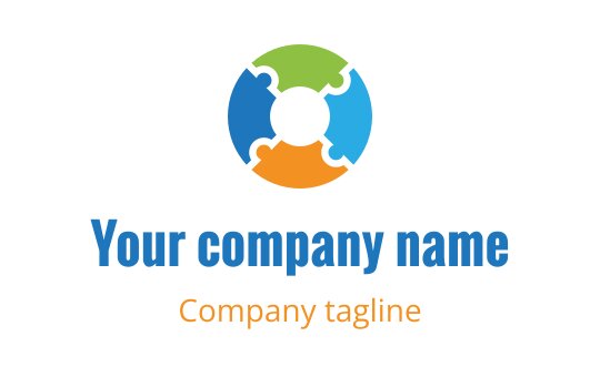 Colorful puzzle piece logo design with blue, green, and orange elements