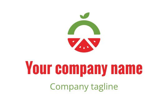 Colorful logo design featuring a watermelon slice with a green leaf