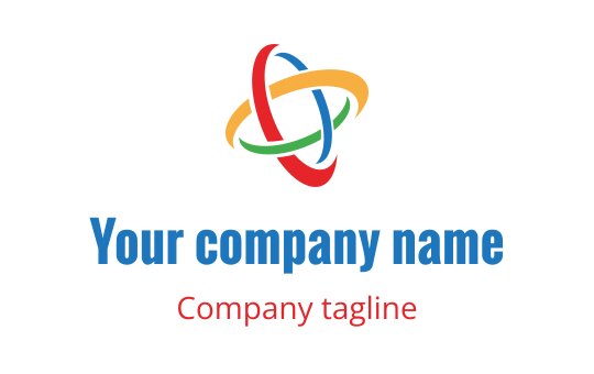 Colorful intertwined rings logo design with bold blue text
