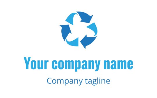 Modern blue recycling logo design with arrows forming a circular shape