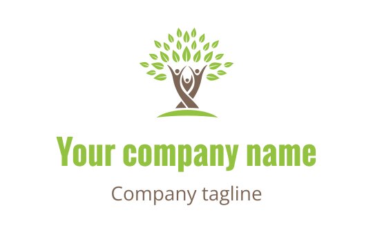 Modern tree logo design with a person embracing the trunk