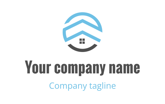 Modern logo design featuring a stylized house with blue accents
