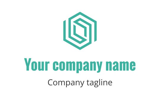 Modern geometric logo design with interlocking shapes in teal