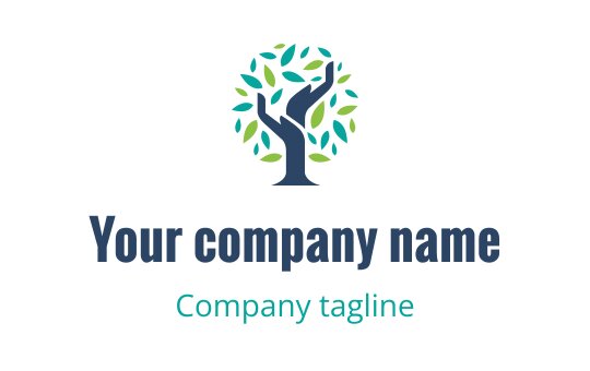 Modern tree logo design with green leaves and a dark trunk