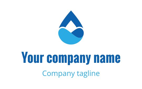 Modern blue water droplet logo design with layered waves