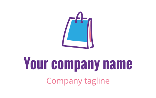 Colorful shopping bag logo design with a modern, playful style