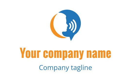 Modern logo design featuring a profile silhouette and speech bubble elements