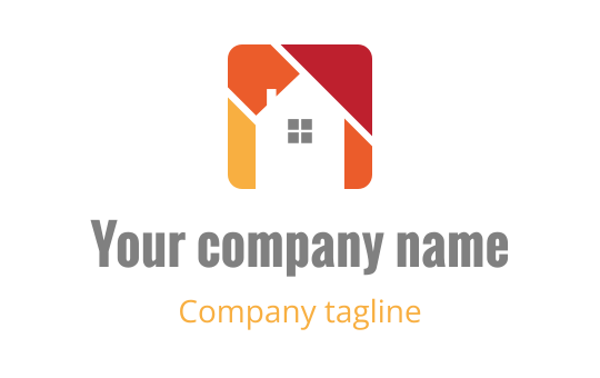 Modern logo design featuring a house silhouette with a gradient background