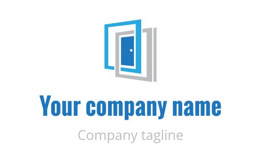 Modern logo design featuring overlapping blue frames with a sleek appearance