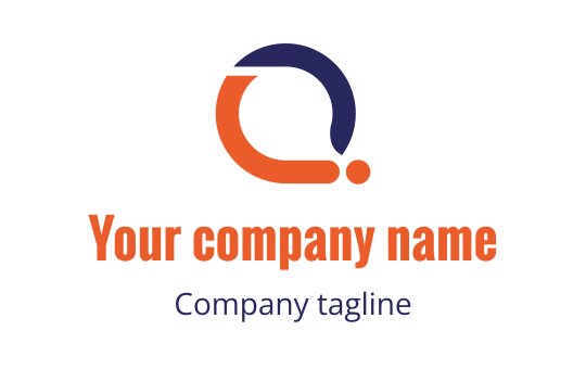 Modern logo design featuring a circular shape in orange and navy