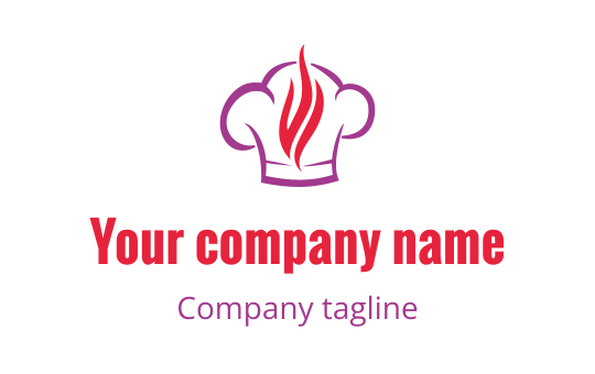 Chef hat logo design with red flames and bold text