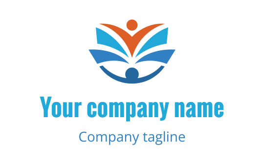 Colorful logo design featuring a stylized figure and abstract leaves