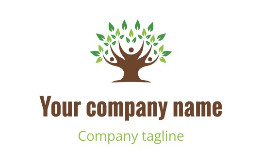 Modern tree logo design with green leaves and brown trunk