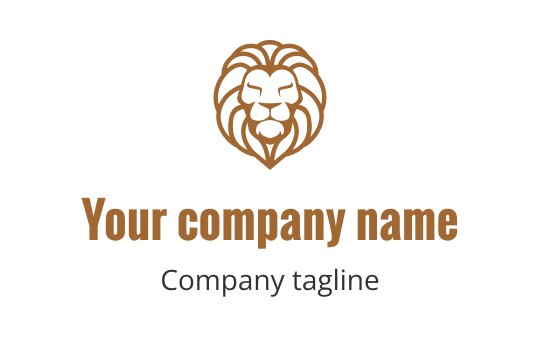 Bold lion head logo design in warm brown tones