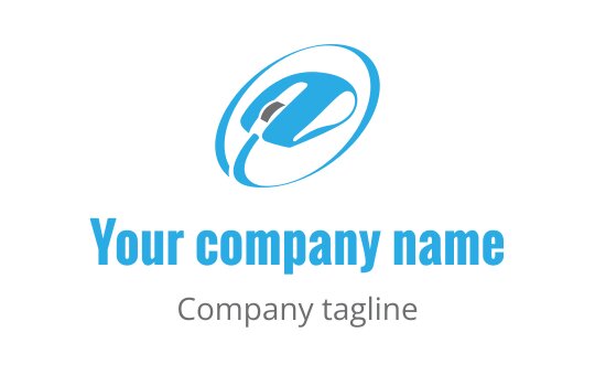 Modern blue logo design featuring a stylized letter P with an oval outline
