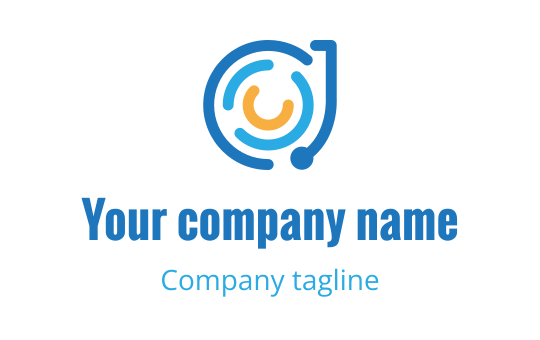 Modern logo design featuring a circular blue and orange motif